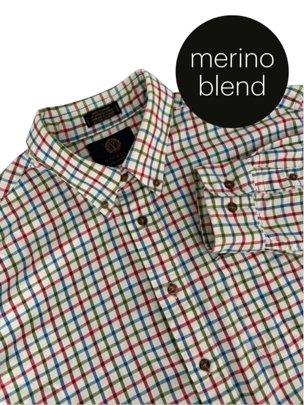 VIYELLA Multicolor Plaid Cotton Merino Wool Button Down Shirt size XL